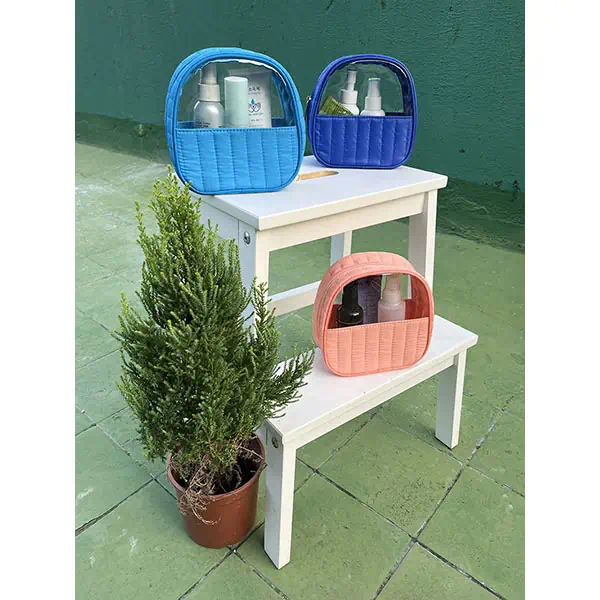 oval cosmetic bag with clear window multi-colored makeup bag_1